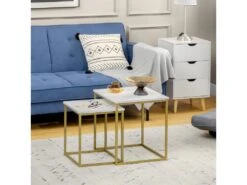 Lot De 2 Tables Gigognes VOLOS Aspect Marbre Et Doré -Meubles Soldes Boutique table basse 21987529