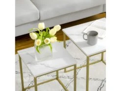 Lot De 2 Tables Gigognes VOLOS Aspect Marbre Et Doré -Meubles Soldes Boutique table basse 21987531