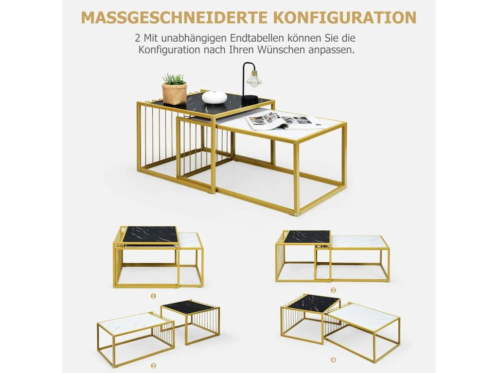 Lot De 2 Tables Basses Gigognes Scandinave Moderne Design Combinaison Libre 4 Lot De 2 Tables Basses Gigognes Scandinave Moderne Design Combinaison Libre – Image 2