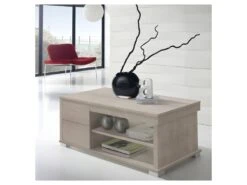 Table Basse Chêne Clair Relevable 4 Tiroirs - NESE