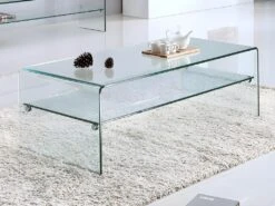 Table Basse STILEOS - Double Plateau - Verre Trempé