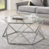 Table Basse En Verre Trempé Et Acier Inoxydable - Chrome - KERIANE De Pascal MORABITO -Meubles Soldes Boutique table basse 667647