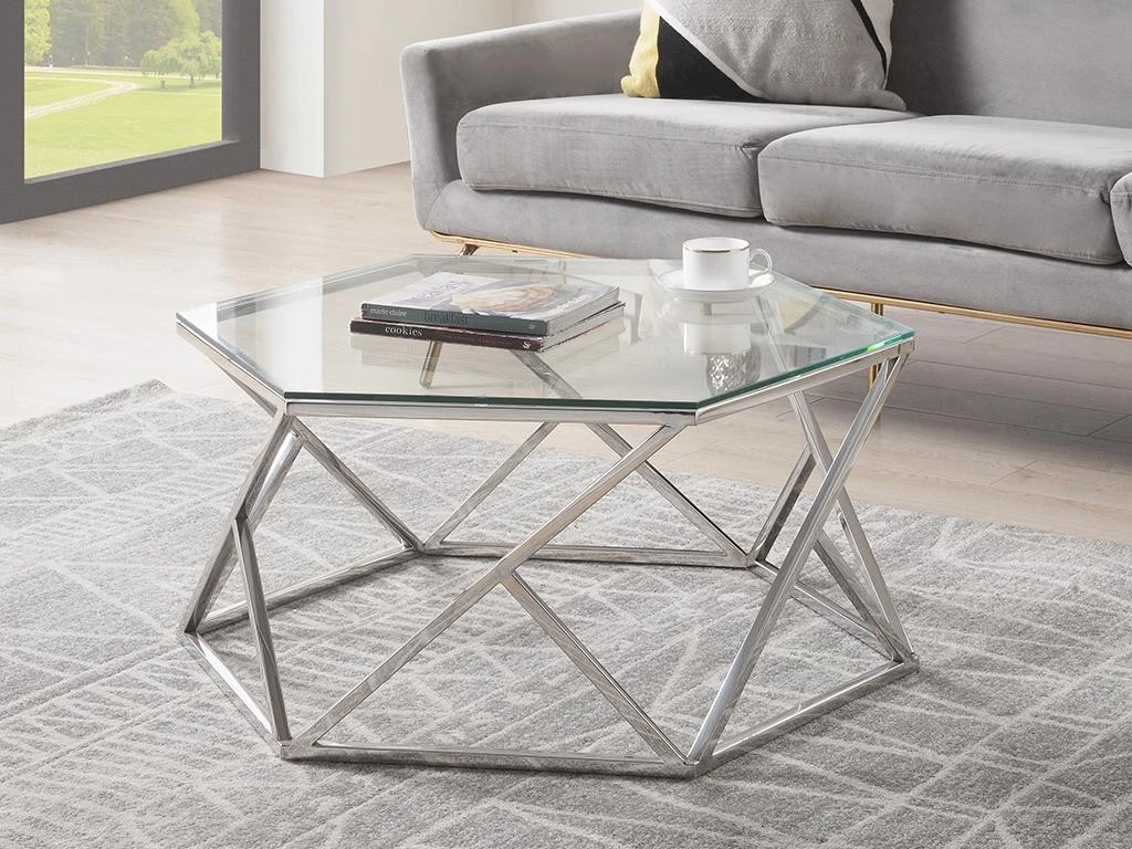 Table Basse En Verre Trempé Et Acier Inoxydable - Chrome - KERIANE De Pascal MORABITO 3 Table Basse En Verre Trempé Et Acier Inoxydable - Chrome - KERIANE De Pascal MORABITO