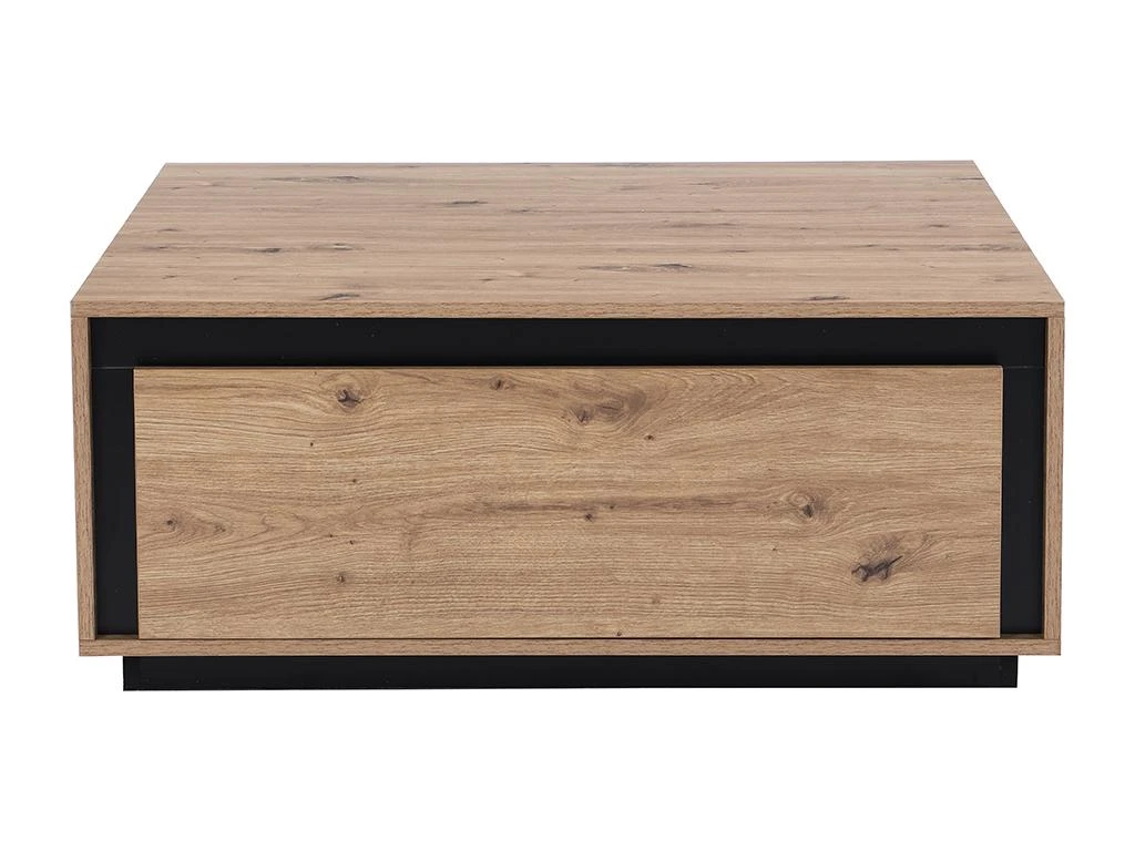 Table Basse 2 Tiroirs En MDF - Naturel Et Noir - NALAMANE 5 Table Basse 2 Tiroirs En MDF - Naturel Et Noir - NALAMANE – Image 3