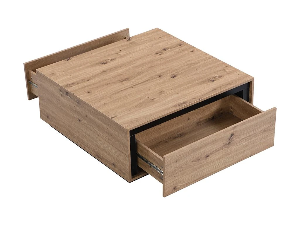 Table Basse 2 Tiroirs En MDF - Naturel Et Noir - NALAMANE 7 Table Basse 2 Tiroirs En MDF - Naturel Et Noir - NALAMANE – Image 5