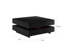 Table Basse De Salon élégante Stylée Avec 4 Compartiments De Rangement Stockage 75 X 75 X 35,5 Cm Panneau De Particules Mélaminé De 15 Mm Noir 03_0006142