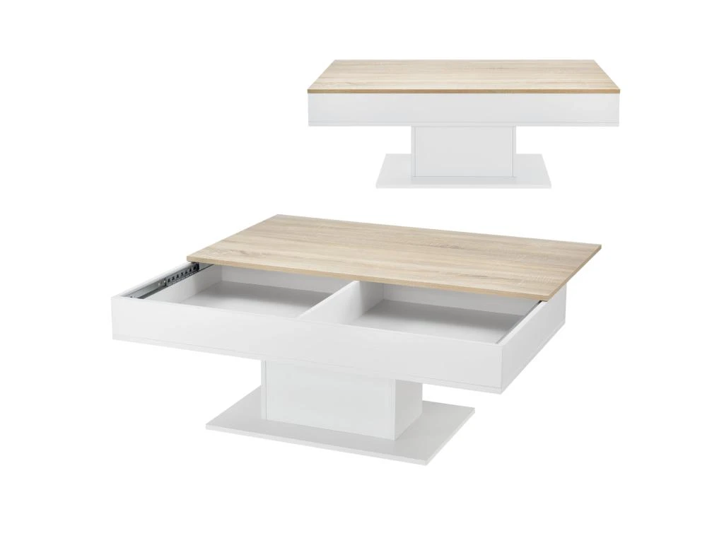 Table Basse De Salon Avec 2 Espaces De Rangement 110 Cm Effet Chêne Blanc 03_0006148 3 Table Basse De Salon Avec 2 Espaces De Rangement 110 Cm Effet Chêne Blanc 03_0006148