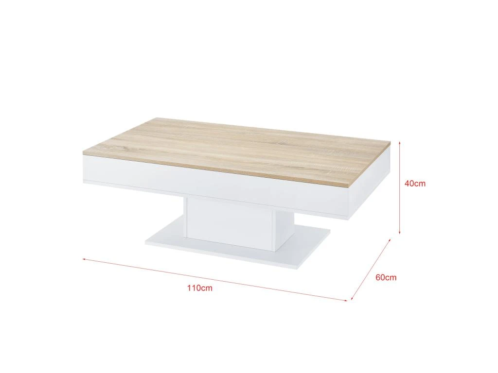 Table Basse De Salon Avec 2 Espaces De Rangement 110 Cm Effet Chêne Blanc 03_0006148 4 Table Basse De Salon Avec 2 Espaces De Rangement 110 Cm Effet Chêne Blanc 03_0006148 – Image 2