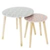 DISSA - Lot De 2 Tables Gigognes Motifs Floraux Pieds Bois -Meubles Soldes Boutique table basse 9172215