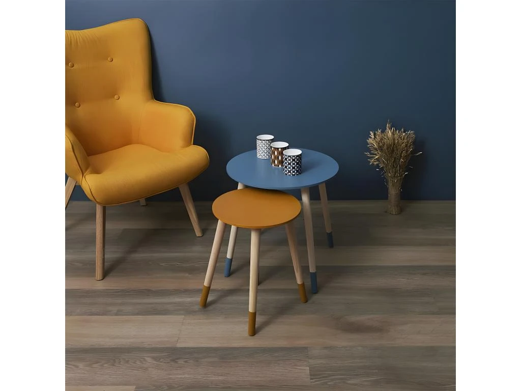 PONY - Tables Gigognes Scandinaves Bicolores Bleu Et Ocre 7 PONY - Tables Gigognes Scandinaves Bicolores Bleu Et Ocre â Image 5