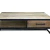Table Basse 1 Tiroir Bois De Manguier Et Métal - Naturel 2 Table Basse 1 Tiroir Bois De Manguier Et Métal - Naturel -Meubles Soldes Boutique table basse 9235627