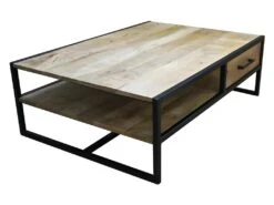 Table Basse 1 Tiroir Bois De Manguier Et Métal - Naturel 7 Table Basse 1 Tiroir Bois De Manguier Et Métal - Naturel -Meubles Soldes Boutique table basse 9235631