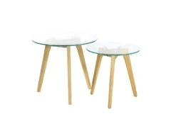 GLASS - Lot De 2 Tables Gigognes Rondes Verre Trempé