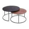 Table Basse Gigogne Ronde En Métal Bicolore Collection LIVOS. Meuble Style Industriel