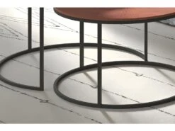 Table Basse Gigogne Ronde En Métal Bicolore Collection LIVOS. Meuble Style Industriel -Meubles Soldes Boutique table basse 9513261