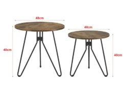 Lot De 2 Tables Basses Rondes Väsby Pieds épingle à Cheveux Effet Bois Foncé [en.casa] -Meubles Soldes Boutique table basse 9514071