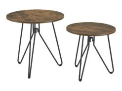 Lot De 2 Tables Basses Rondes Väsby Pieds épingle à Cheveux Effet Bois Foncé [en.casa] -Meubles Soldes Boutique table basse 9514073