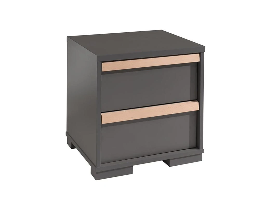 NASH DARK - Chevet 2 Tiroirs Anthracite Et Bois 3 NASH DARK - Chevet 2 Tiroirs Anthracite Et Bois