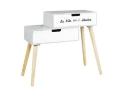 SMILE - Chevet Enfant 2 Tiroirs Gris Et Blanc