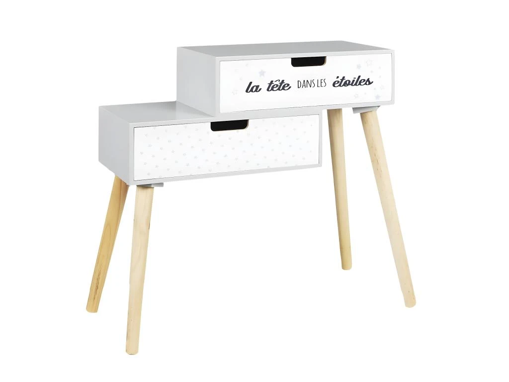 SMILE - Chevet Enfant 2 Tiroirs Gris Et Blanc 3 SMILE - Chevet Enfant 2 Tiroirs Gris Et Blanc