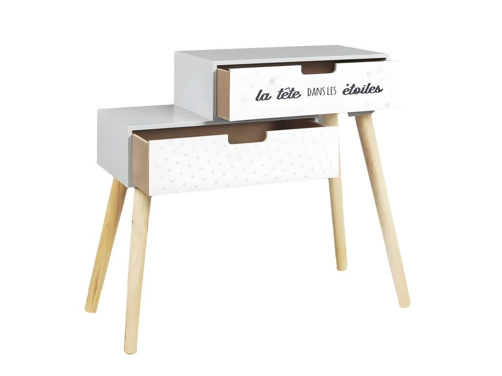 SMILE - Chevet Enfant 2 Tiroirs Gris Et Blanc 7 SMILE - Chevet Enfant 2 Tiroirs Gris Et Blanc – Image 5