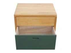 Commode Table De Chevet 2 Tiroirs Bois Marron Vert 58x60x45 -Meubles Soldes Boutique table de chevet 12517921