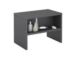 Table De Chevet DION, Table De Nuit Casier Avec 1 Niche, En Mélaminé Gris Mat