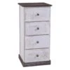 Table De Chevet JUNA Chiffonnier Avec 4 Tiroirs, En Bois De Paulownia Blanc Style Vintage Ethnique Bohême Avec Gravures -Meubles Soldes Boutique table de chevet 12848667