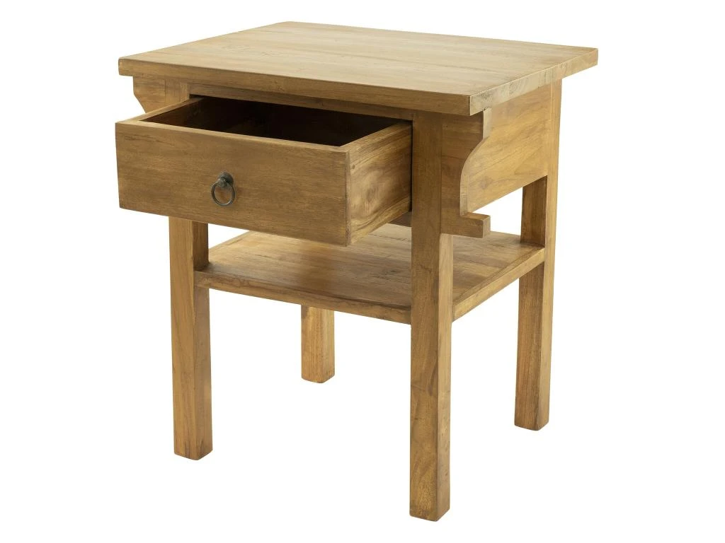 Table De Chevet 1 Tiroir Et 1 Tablette - Teck - Coloris : Naturel - WEKEA 8 Table De Chevet 1 Tiroir Et 1 Tablette - Teck - Coloris : Naturel - WEKEA – Image 6