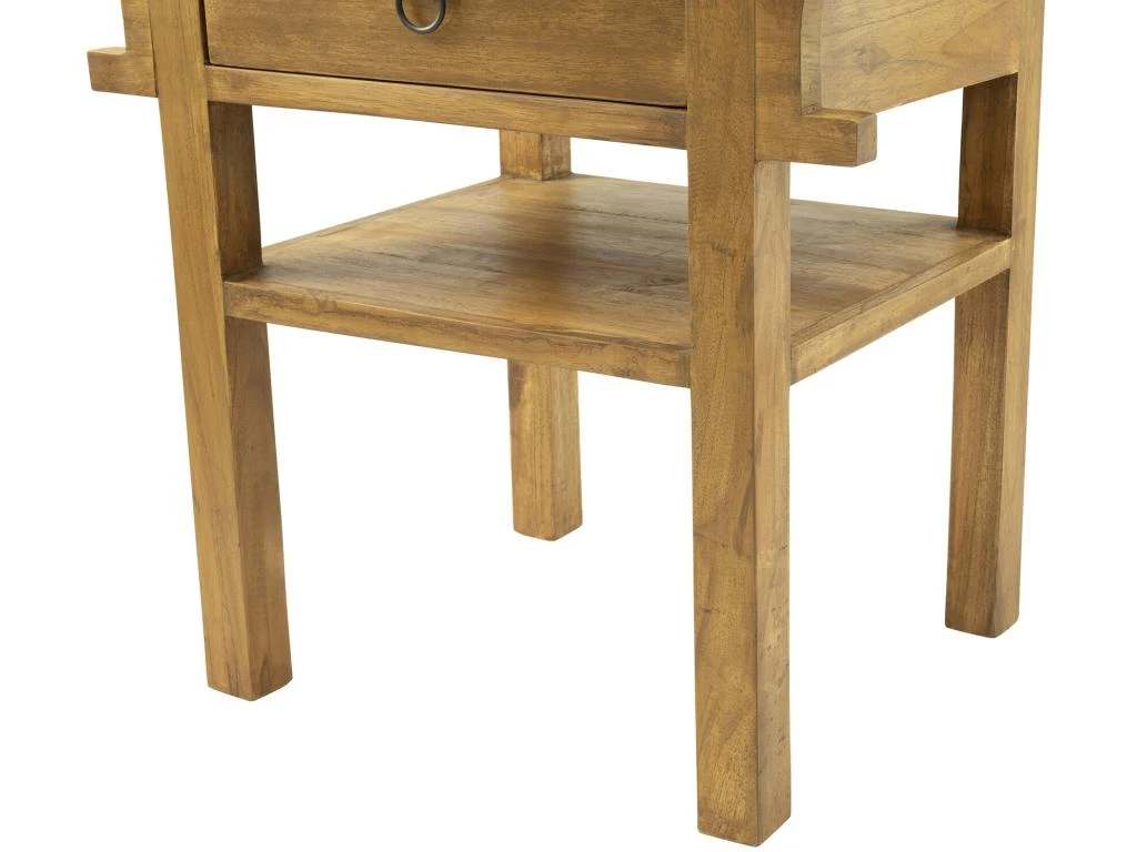 Table De Chevet 1 Tiroir Et 1 Tablette - Teck - Coloris : Naturel - WEKEA 9 Table De Chevet 1 Tiroir Et 1 Tablette - Teck - Coloris : Naturel - WEKEA – Image 7