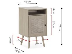 Table De Chevet Bella 1 Porte Couleur Chêne, Rotin Naturel 13 Table De Chevet Bella 1 Porte Couleur Chêne, Rotin Naturel -Meubles Soldes Boutique table de chevet 13625807