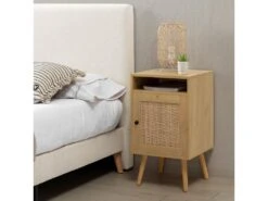 Table De Chevet Bella 1 Porte Couleur Chêne, Rotin Naturel 14 Table De Chevet Bella 1 Porte Couleur Chêne, Rotin Naturel -Meubles Soldes Boutique table de chevet 13625809