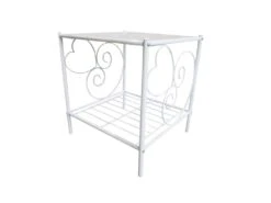 Table De Chevet Romantique - 1 Tablette - Métal - Blanc - VIVIAN -Meubles Soldes Boutique table de chevet 14777073