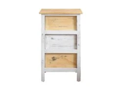 Table De Nuit 3 Tiroirs Bois Clair Blanc Cœur 56x35x25 -Meubles Soldes Boutique table de chevet 18397261