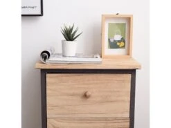 Chevet Table De Nuit 3 Tiroirs Bois Clair Marron Retrò 54x45x30 -Meubles Soldes Boutique table de chevet 18397269