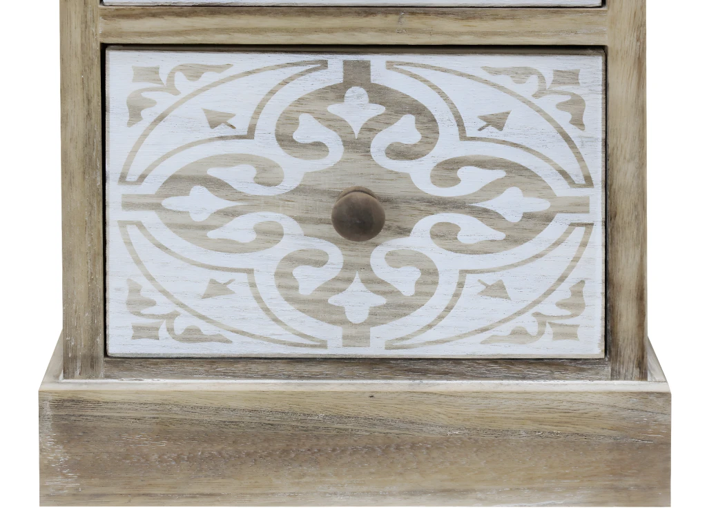 Table De Chevet 3 Tiroirs Bois Beige Blanc Rétro Compacte 63x29x25 7 Table De Chevet 3 Tiroirs Bois Beige Blanc Rétro Compacte 63x29x25 – Image 5