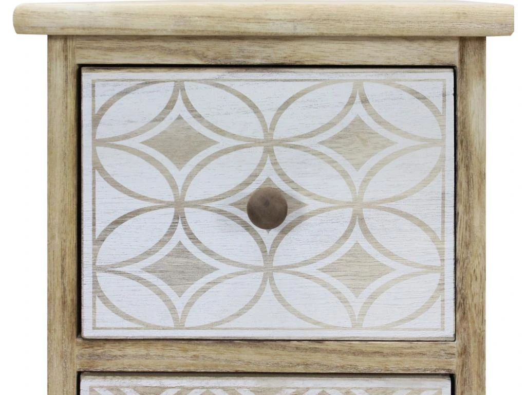 Table De Chevet 3 Tiroirs Bois Beige Blanc Rétro Compacte 63x29x25 8 Table De Chevet 3 Tiroirs Bois Beige Blanc Rétro Compacte 63x29x25 – Image 6