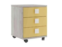 Chevet 3 Tiroirs à Roulettes En Bois Imitation Chêne Et Blanc - CH9069 -Meubles Soldes Boutique table de chevet 19067465