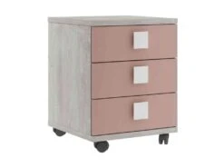 Chevet 3 Tiroirs à Roulettes En Bois Imitation Chêne Et Blanc - CH9069 -Meubles Soldes Boutique table de chevet 19067469