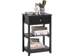 Table De Chevet Table De Nuit Bout De Canapé Table D'appoint Avec - Noir, Fbt46-sch