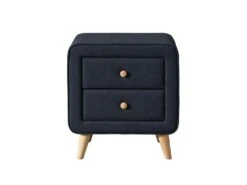 Table De Chevet Scandinave - 2 Tiroirs - Tissu Bleu - ELIDE -Meubles Soldes Boutique table de chevet 19735583