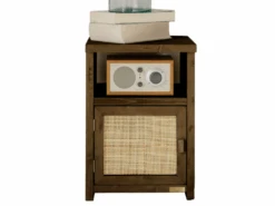 Table De Chevet Avec Porte En Bois D'épicéa En Couleur Marron