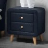 Table De Chevet Scandinave - 2 Tiroirs - Tissu Bleu - ELIDE