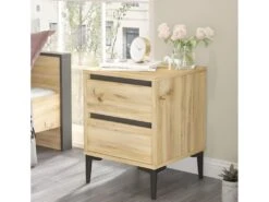 Table De Chevet Avec 2 Tiroirs - Venprodin - Feutre 45 Cm - Anthracite -Meubles Soldes Boutique table de chevet 21306693