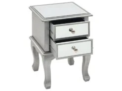 Table De Nuit Chevet Commode Armoire Meuble Chambre Miroir Mdf Et Verre 34 5 X 30 X 50 Cm 1402154 -Meubles Soldes Boutique table de chevet 22140431