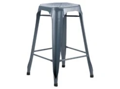 Lot 2 Tabourets De Bar H.65 Cm Métal Gris Et Perforations - METALICA 9 Lot 2 Tabourets De Bar H.65 Cm Métal Gris Et Perforations - METALICA -Meubles Soldes Boutique tabouret bas 21966711