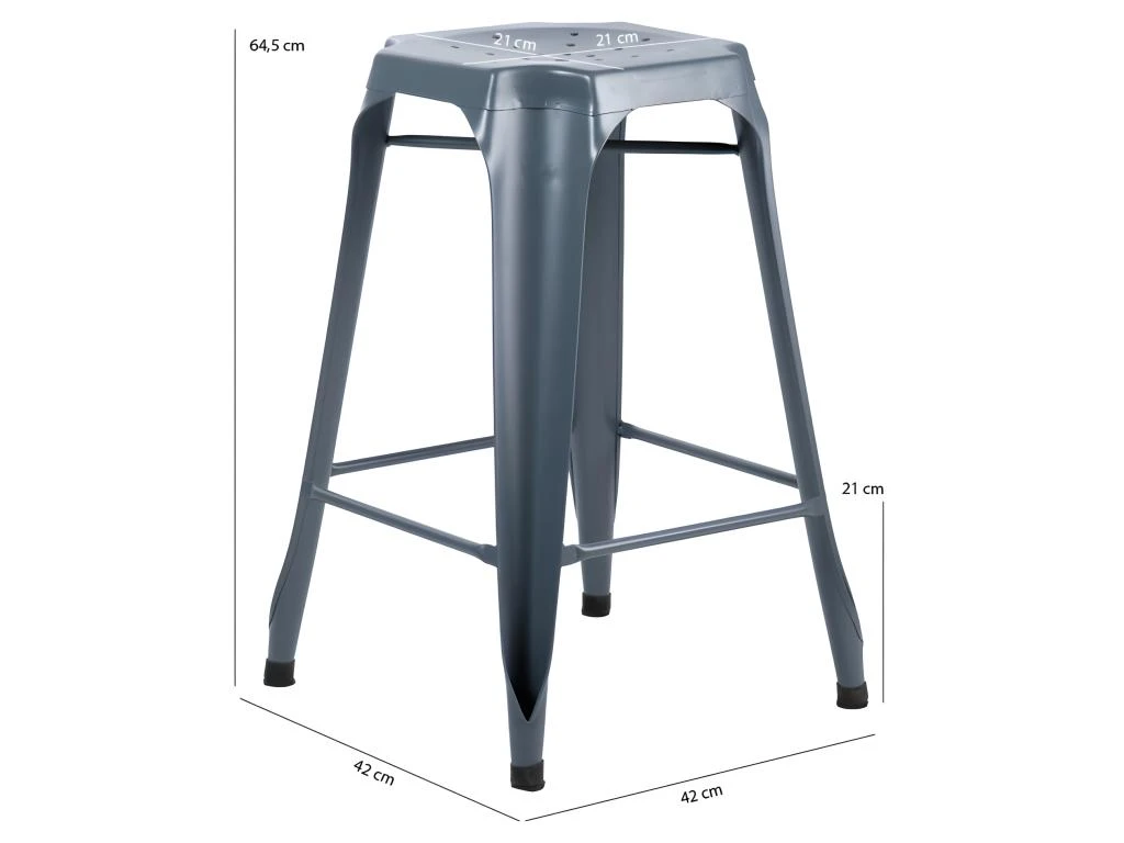 Lot 2 Tabourets De Bar H.65 Cm Métal Gris Et Perforations - METALICA 7 Lot 2 Tabourets De Bar H.65 Cm Métal Gris Et Perforations - METALICA – Image 5