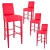 TONY - Lot De 4 Tabourets Laqués Rouge Et Assise Simili Rouge -Meubles Soldes Boutique tabouret de bar 10198333