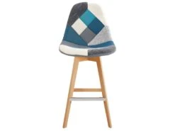 OWEN - Chaise De Bar Scandinave Tissu Patchwork Bleu Pieds Hêtre (x2) 11 OWEN - Chaise De Bar Scandinave Tissu Patchwork Bleu Pieds Hêtre (x2) -Meubles Soldes Boutique tabouret de bar 10444585