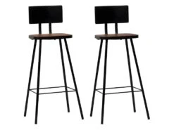 Lot De Deux Tabourets De Bar Design Chaise Siège Bois Massif De Récupération Marron Foncé 1202188
